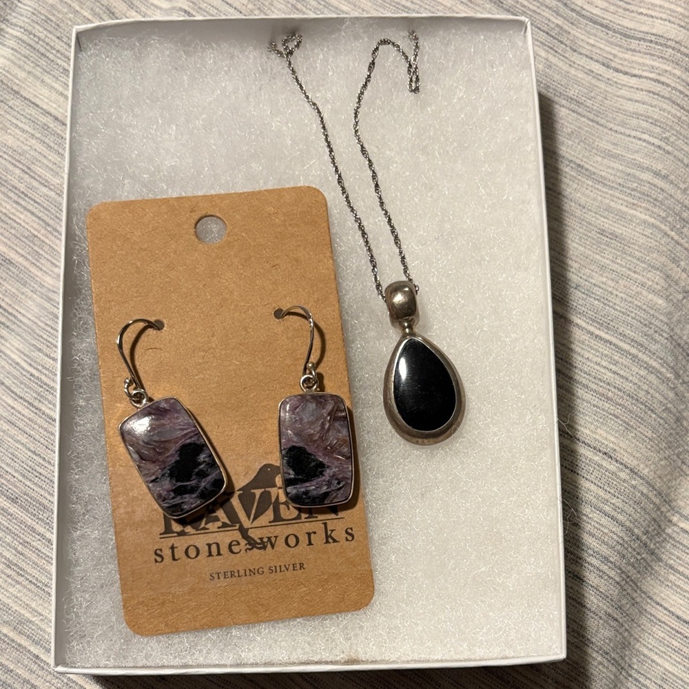 Purple and Black Earrings